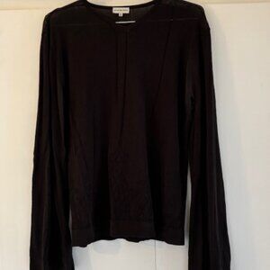 Dries Van Noten Brown Lightweight Sheer Sweater with Beautiful Details Size S/M